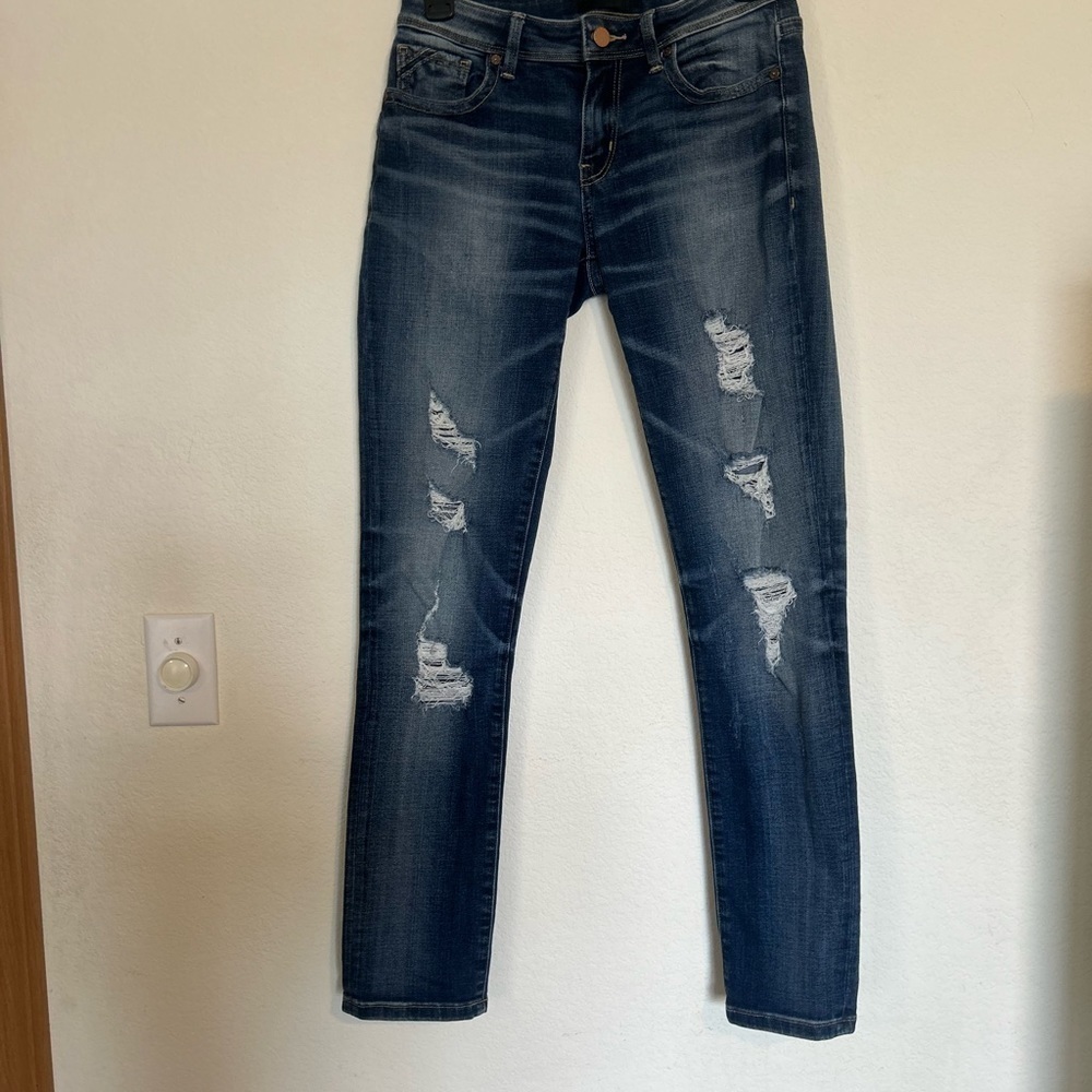 Buckle Black Ankle Straight Size 26 Distressed Blue Jeans